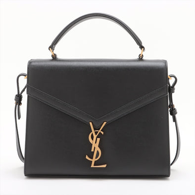 Saint Laurent Black Grained Leather Cassandra Medium Top Handle Bag [Clearance Sale]