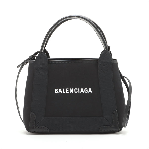 Balenciaga Black Canvas Navy Cabas XS [Clearance Sale]