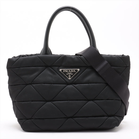 Prada Black Re-Nylon Triangle Padded Tote Bag [Clearance Sale]