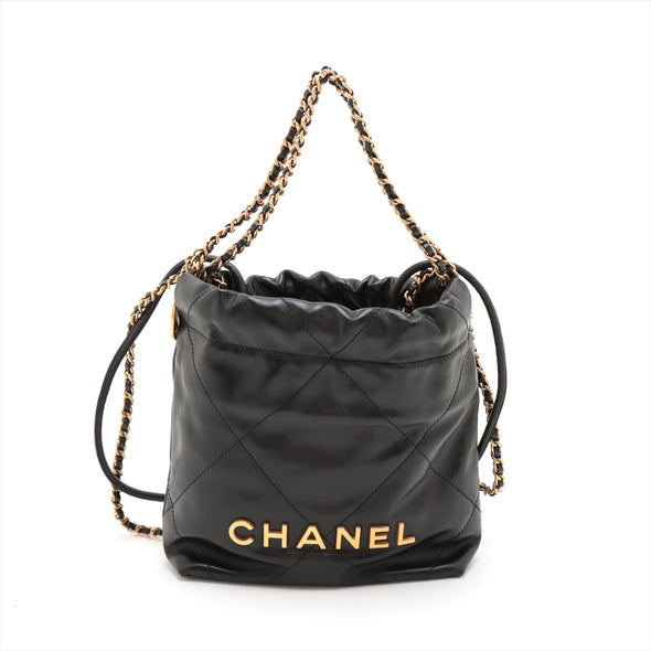 Chanel Black Leather Chanel 22 Small handbag [Clearance Sale]