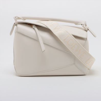 Loewe White Calfskin Leather Small Puzzle Bag [Clearance Sale]