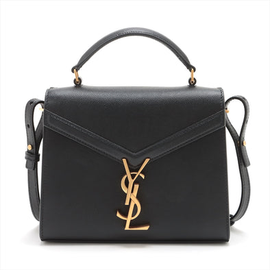 Saint Laurent Gray Leather Cassandra Mini Top Handle Bag [Clearance Sale]