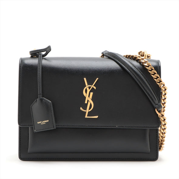 Saint Laurent Black Leather Sunset Shoulder Bag [Clearance Sale]