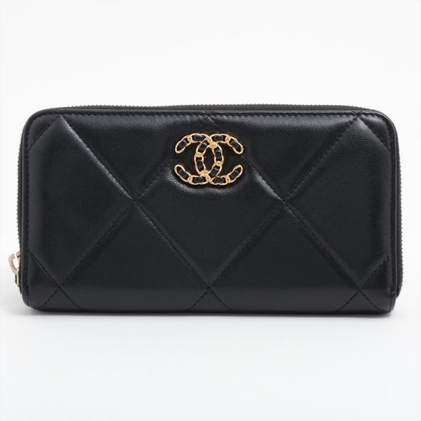 Chanel Black Nappa Leather Chanel 19 Zip Wallet [Clearance Sale]