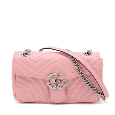 Gucci Pink Leather GG Marmont Matelasse Shoulder Bag [Clearance Sale]