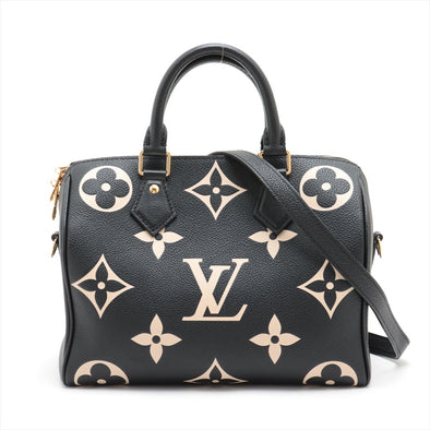 Louis Vuitton Black Beige Bicolor Monogram Empreinte Leather Speedy Bandouliere 25 [Clearance Sale]