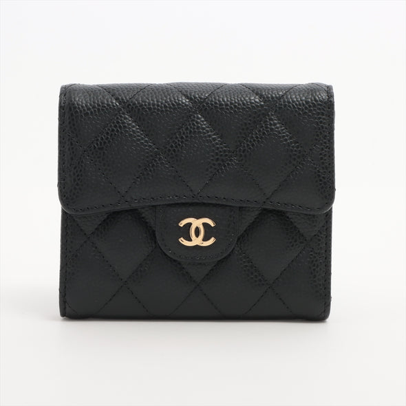 Chanel Black caviar Leather Compact Wallet [Clearance Sale]