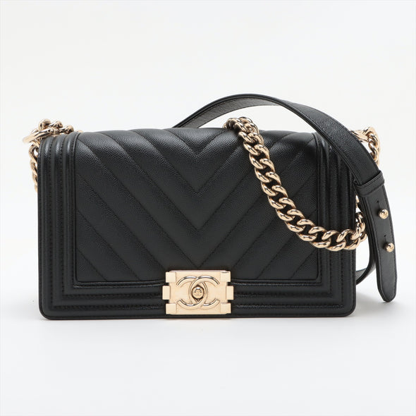 Chanel Black Caviar Leather Boy Chanel Handbag [Clearance Sale]