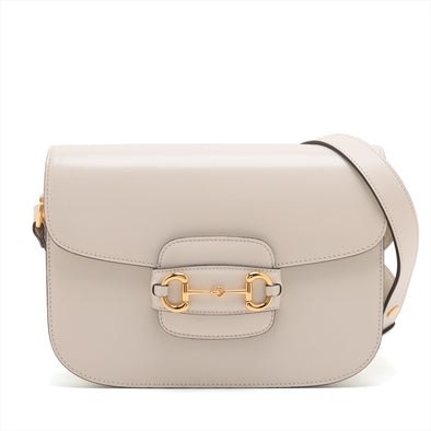 Gucci White Leather Horsebit 1955 Small Shoulder Bag [Clearance Sale]