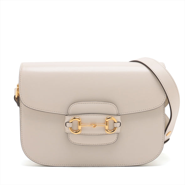 Gucci White Leather Horsebit 1955 Small Shoulder Bag [Clearance Sale]