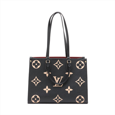 Louis Vuitton Black Beige Bicolor Monogram Empreinte Leather OnTheGo MM [Clearance Sale]