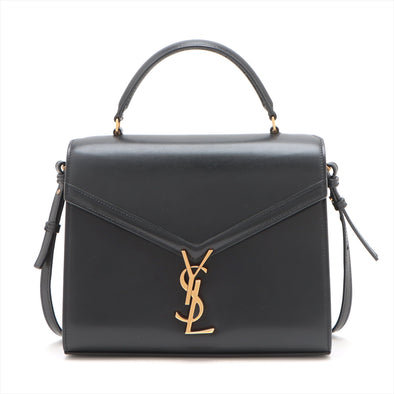 Saint Laurent Black Leather Cassandra Medium Top Handle Bag [Clearance Sale]