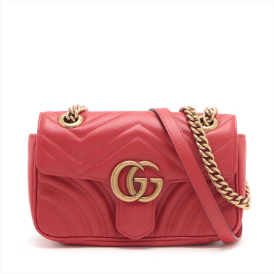 Gucci Red GG Marmont Leather Mini Shoulder Bag [Clearance Sale]