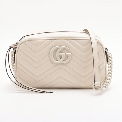 Gucci White Leather GG Marmont Small Shoulder Bag [Clearance Sale]