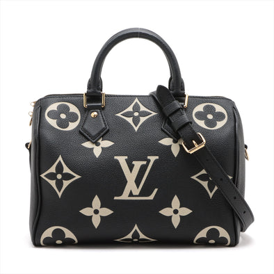 Louis Vuitton Black Beige Bicolor Monogram Empreinte Leather Speedy Bandouliere 25 [Clearance Sale]