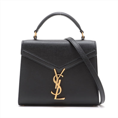 Saint Laurent Black Grained Leather Cassandra Mini Top Handle Bag [Clearance Sale]