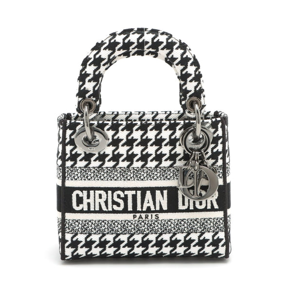 Christian Dior Black X White Embroidery Mini Lady D-Lite Bag [Clearance Sale]