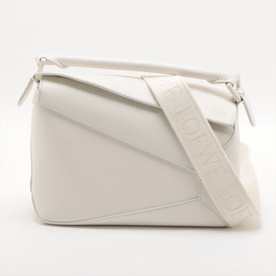 Loewe White Calfskin Leather Puzzle Bag [Clearance Sale]