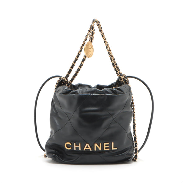 Chanel Black Leather Chanel 22 Small handbag [Clearance Sale]