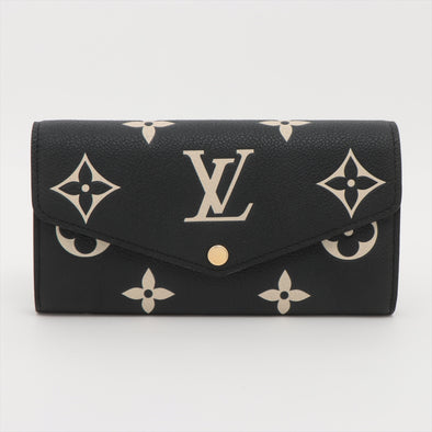 Louis Vuitton Black Beige Bicolor Monogram Empreinte Leather Sarah Wallet [Clearance Sale]