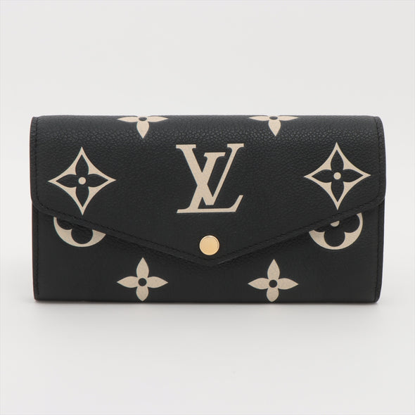 Louis Vuitton Black Beige Bicolor Monogram Empreinte Leather Sarah Wallet [Clearance Sale]