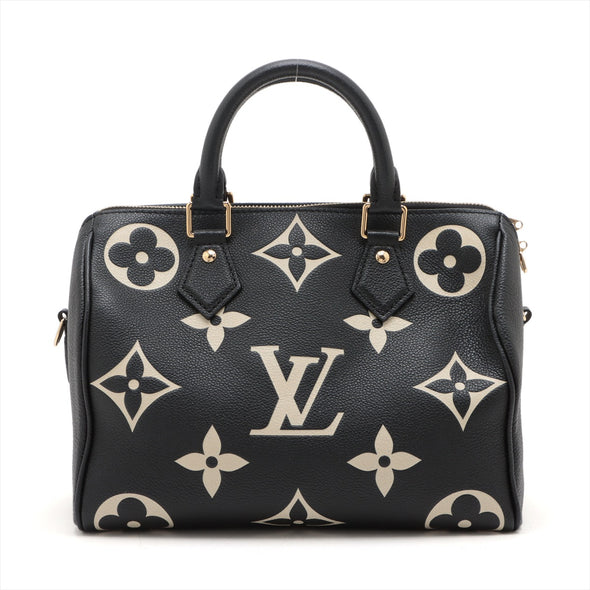 Louis Vuitton Black Beige Bicolor Monogram Empreinte Leather Speedy Bandouliere 25 [Clearance Sale]