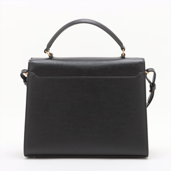 Saint Laurent Black Grained Leather Cassandra Medium Top Handle Bag [Clearance Sale]