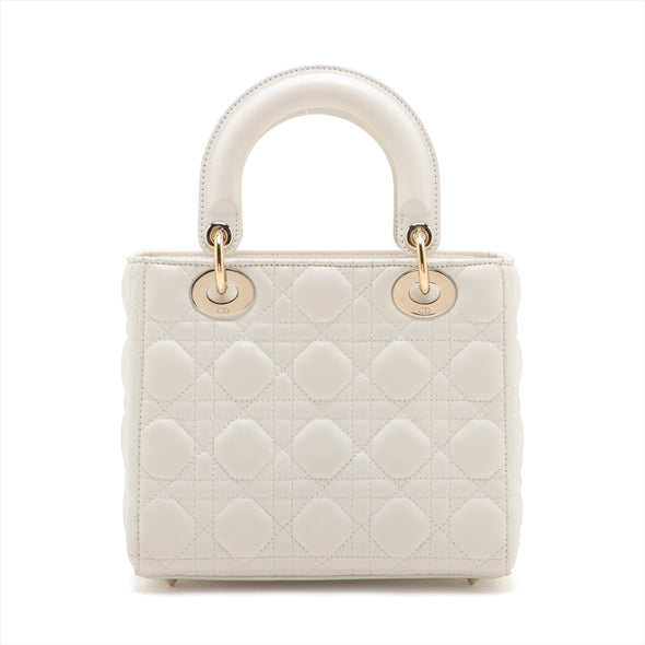 Christian Dior White Cannage Lambskin Small Lady Dior [Clearance Sale]