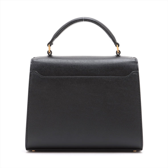 Saint Laurent Black Grained Leather Cassandra Mini Top Handle Bag [Clearance Sale]