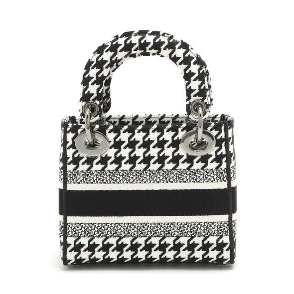 Christian Dior Black X White Embroidery Mini Lady D-Lite Bag [Clearance Sale]