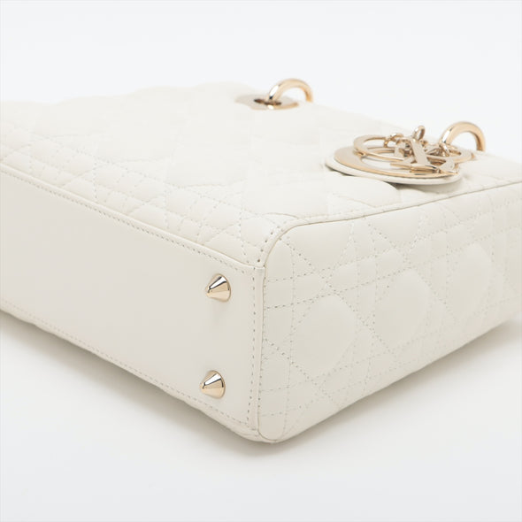 Christian Dior White Cannage Lambskin Small Lady Dior [Clearance Sale]