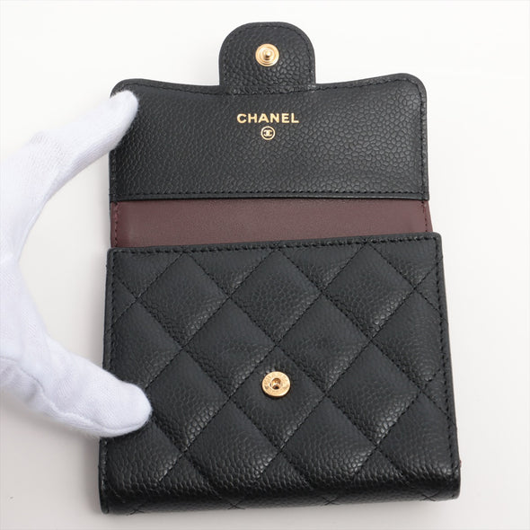 Chanel Black caviar Leather Compact Wallet [Clearance Sale]