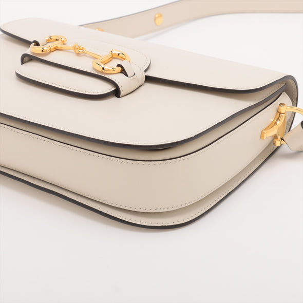 Gucci White Leather Horsebit 1955 Small Shoulder Bag [Clearance Sale]