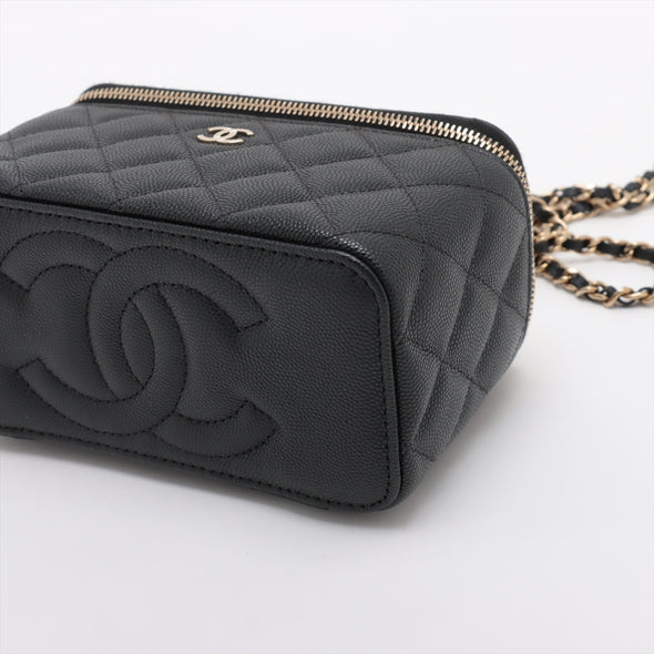 Chanel Black Caviar Leather Long Vanity With Chain [Clearance Sale]