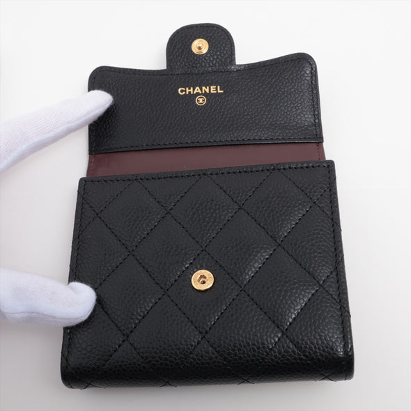 Chanel Black caviar Leather Compact Wallet [Clearance Sale]