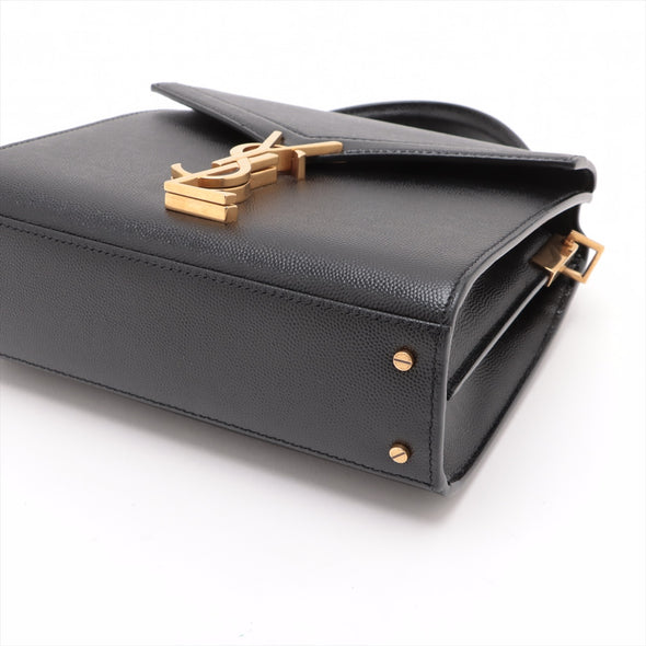 Saint Laurent Black Grained Leather Cassandra Mini Top Handle Bag [Clearance Sale]