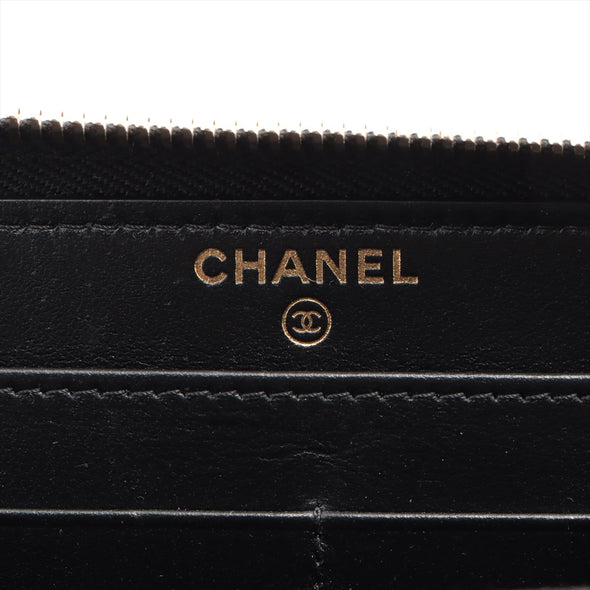 Chanel Black Leather CC Logo Zip Around Wallet [Clearance Sale]