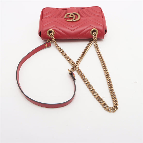 Gucci Red GG Marmont Leather Mini Shoulder Bag [Clearance Sale]