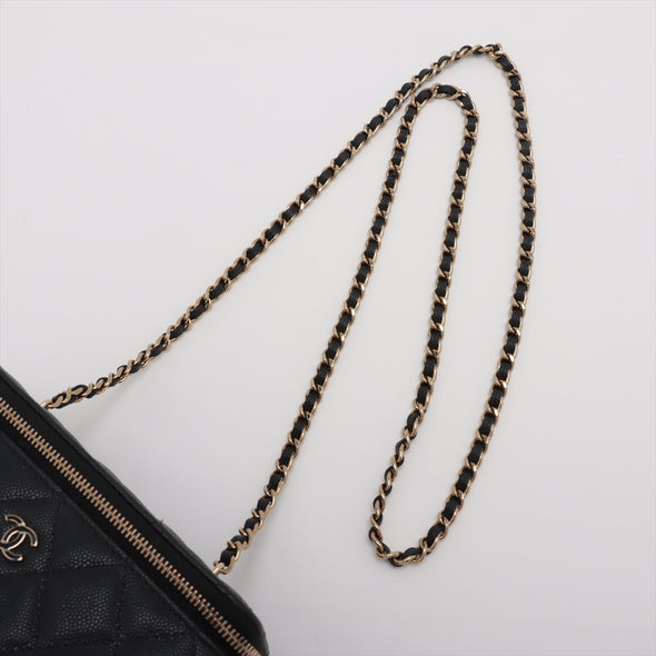 Chanel Black Caviar Leather Long Vanity With Chain [Clearance Sale]