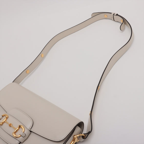 Gucci White Leather Horsebit 1955 Small Shoulder Bag [Clearance Sale]