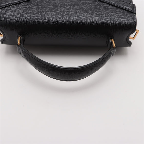 Saint Laurent Black Grained Leather Cassandra Mini Top Handle Bag [Clearance Sale]