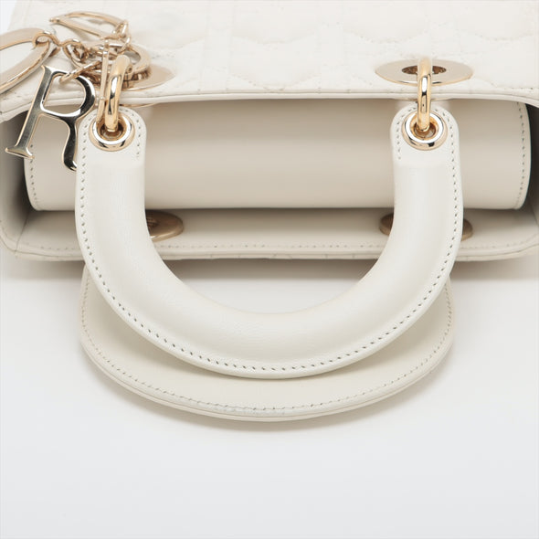 Christian Dior White Cannage Lambskin Small Lady Dior [Clearance Sale]