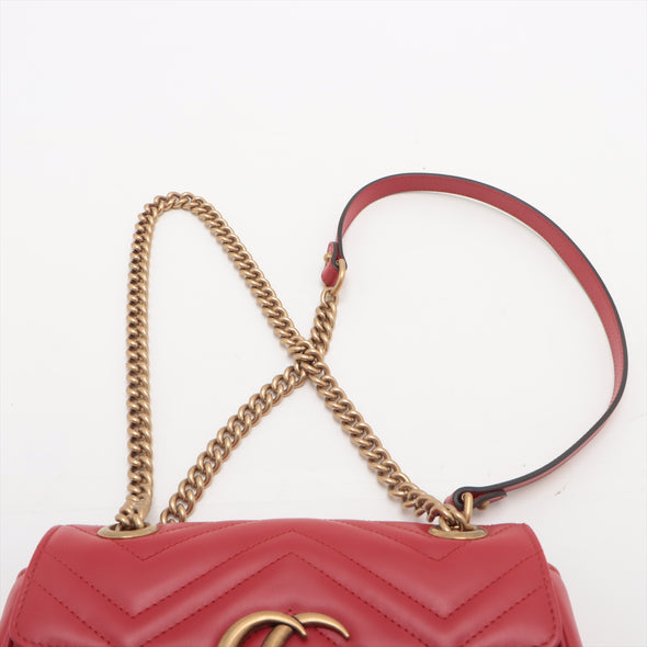 Gucci Red GG Marmont Leather Mini Shoulder Bag [Clearance Sale]