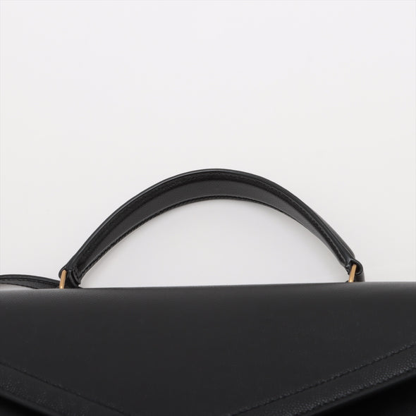 Saint Laurent Black Grained Leather Cassandra Medium Top Handle Bag [Clearance Sale]