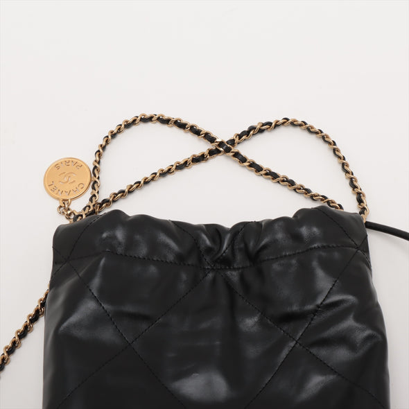 Chanel Black Leather Chanel 22 Small handbag [Clearance Sale]