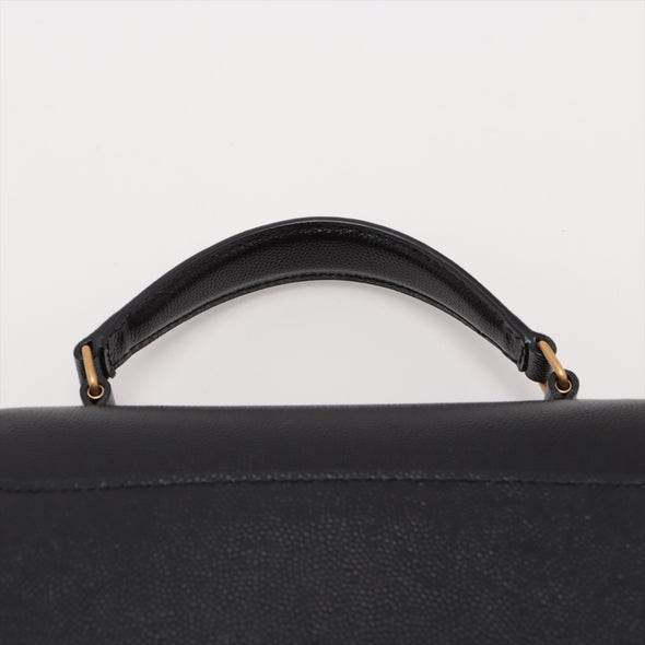 Saint Laurent Black Grained Leather Cassandra Mini Top Handle Bag [Clearance Sale]