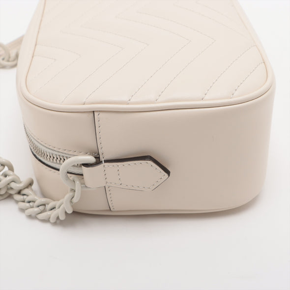 Gucci White Leather GG Marmont Small Shoulder Bag [Clearance Sale]