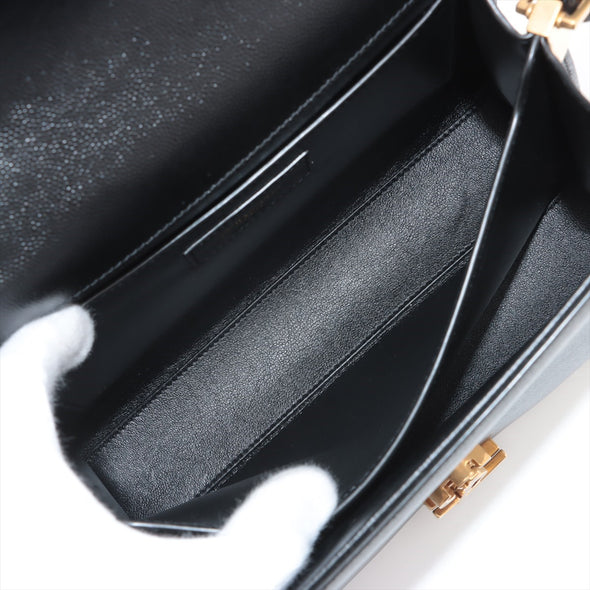 Saint Laurent Black Grained Leather Cassandra Medium Top Handle Bag [Clearance Sale]