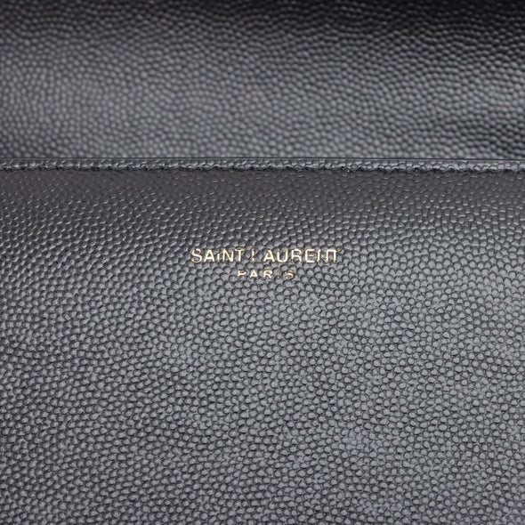 Saint Laurent Black Grained Leather Cassandra Medium Top Handle Bag [Clearance Sale]