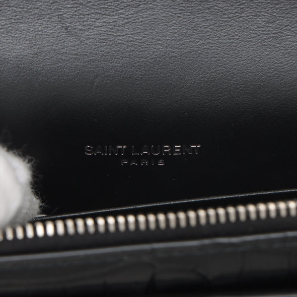 Saint Laurent Black Crocodile-Embossed Leather Sunset Shoulder Bag [Clearance Sale]